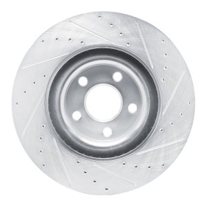 Ford Maverick Brake Rotor (1) - Front Left - R1 Concepts - Drilled & Slotted - Silver - `22-`25